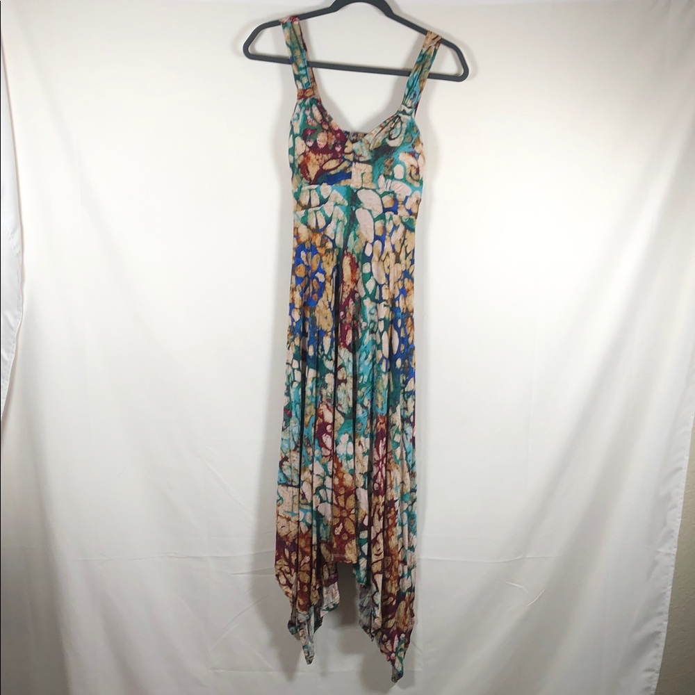 American Rag Teal Floral Asymmetrical Maxi Dress